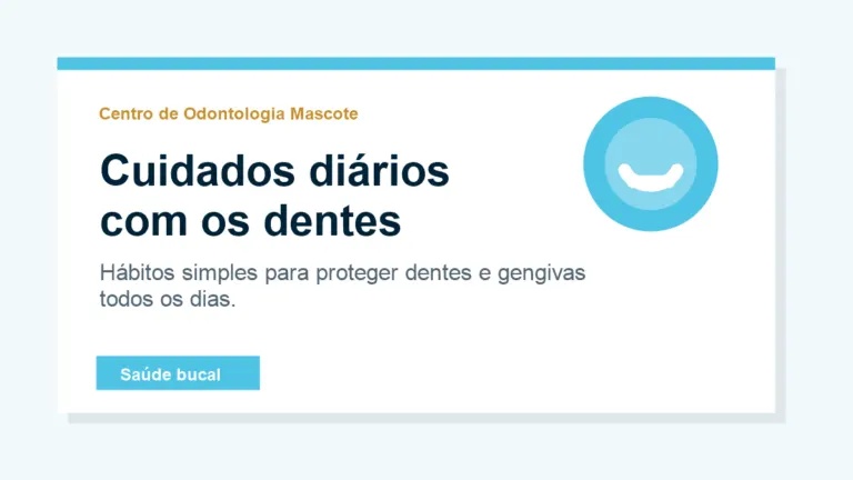 Ilustração sobre cuidados diários com os dentes e saúde bucal